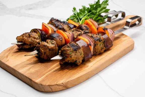 Dijon Mustard and Garlic Smoked Sirloin Tip Kebobs