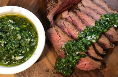 chimichurri sauce and steak