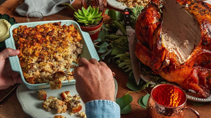 thanksgiving stuffing and turkey