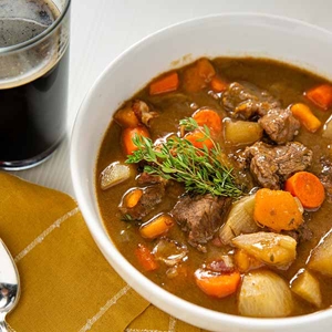 Irish beef stew in a bowl