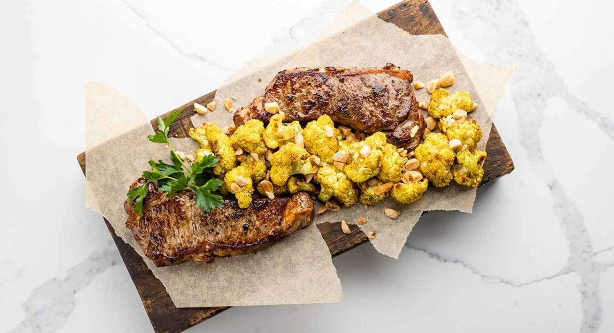 new york strip with roaste cauliflower recipe
