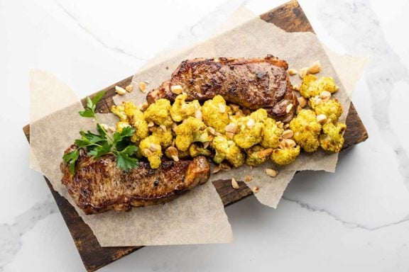 new york strip with roaste cauliflower recipe