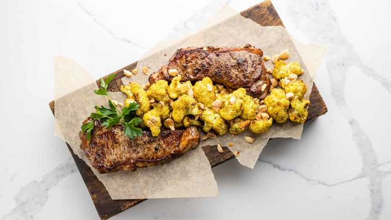 new york strip with roaste cauliflower recipe