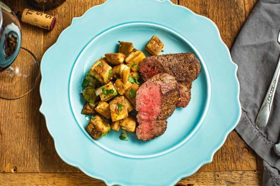 sous vide top sirloin with eggplant