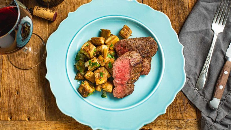 sous vide top sirloin with eggplant