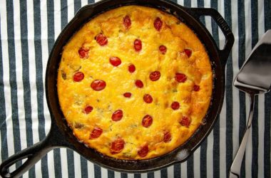 southwestern frittata in a cast-iron skillet