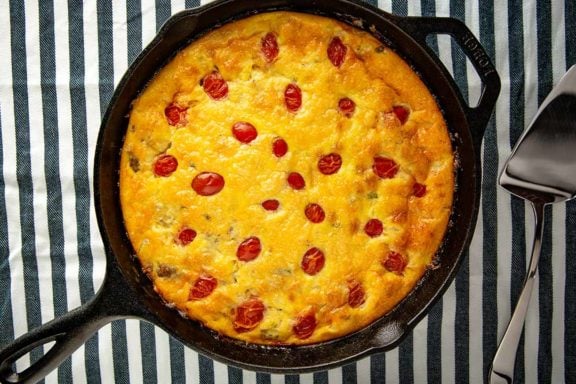 southwestern frittata in a cast-iron skillet