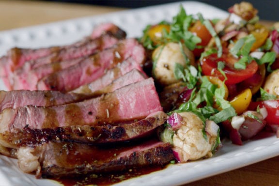 ny strip steak and bruschetta