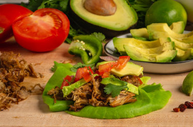 pork carnitas lettuce wrap taco