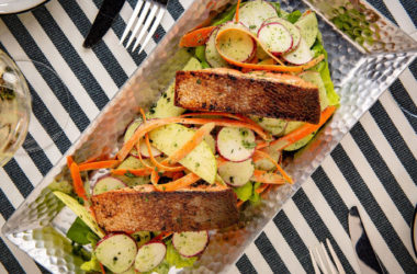 pan seared salmon with green goddess dressing