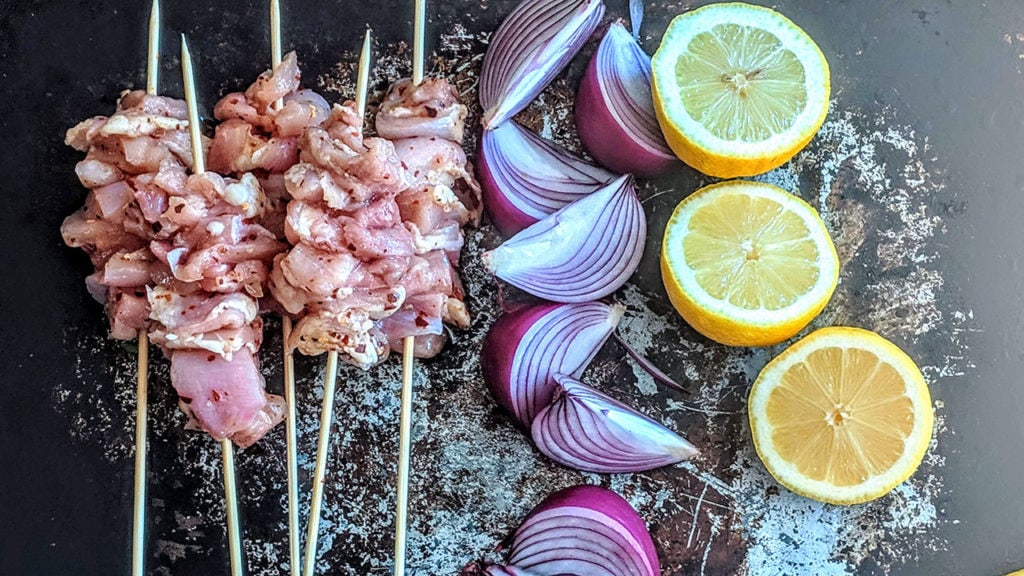 tahini chicken breast skewers