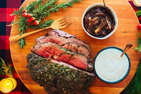 holiday garlic and rosemary crusted ribeye roast