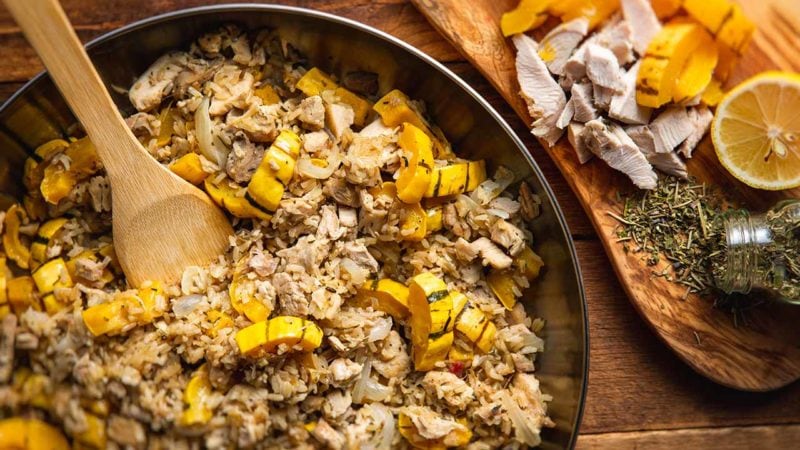 leftover turkey with rice and squash