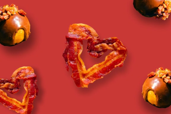 peanut butter chocolate truffles and bacon