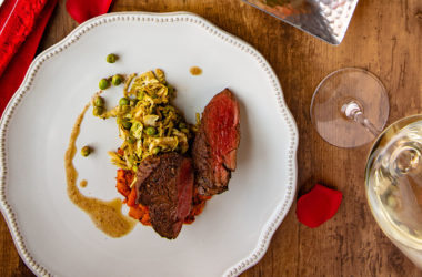 romantic filet mignon dinner with wine