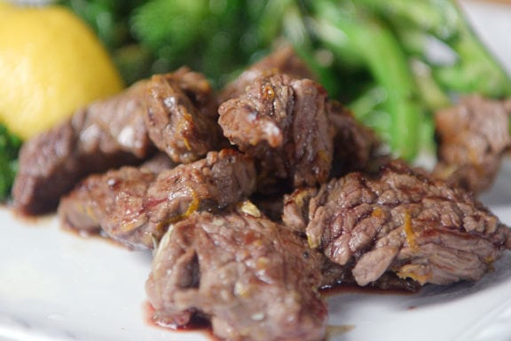 cooked steak tips