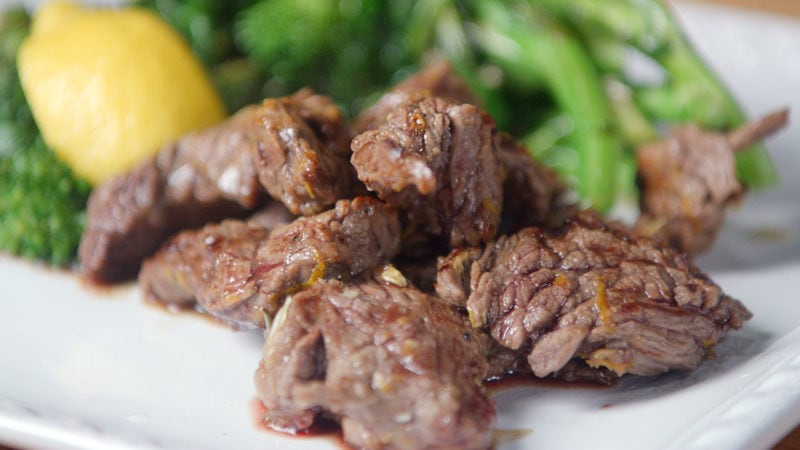 cooked steak tips