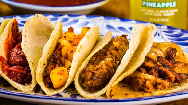 four different tacos