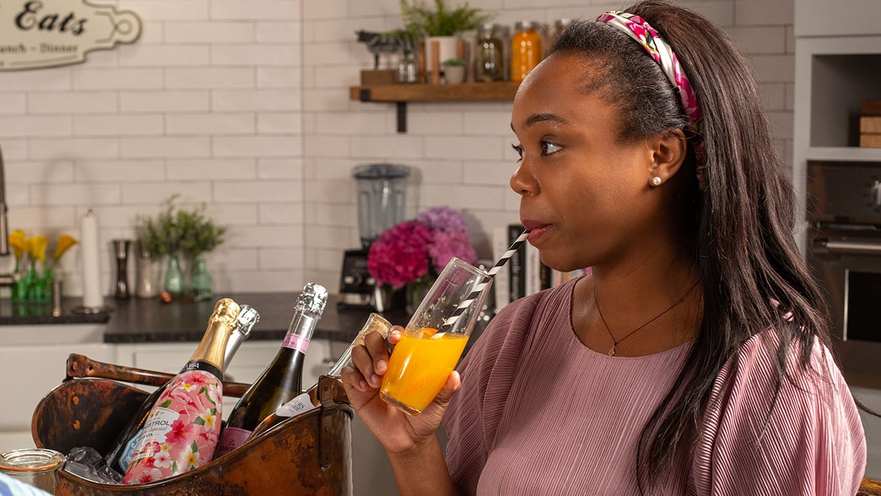 drinking a mimosa at a mimosa bar