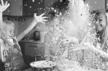 cooking with kids in kitchen having fun