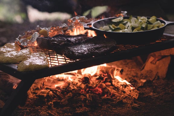 outdoor cooking with kids chicken steak