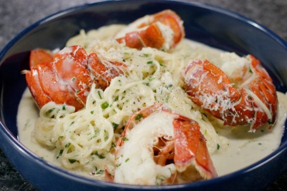 brown butter and limoncello lobster tail pasta