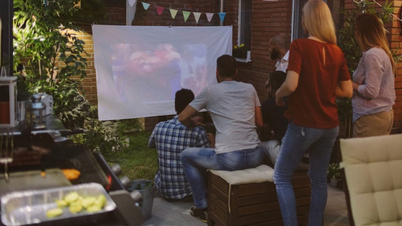 tailgating in the backyard on bigscreen