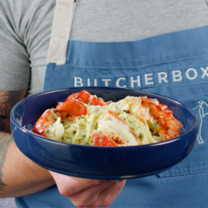 lobster tails in creamy butter sauce with pasta