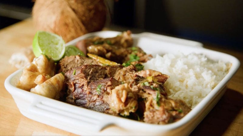 coconut lemongrass bottom round roast in dutch oven