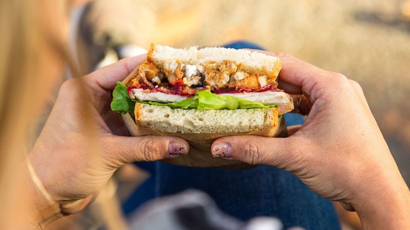 holding a sandwich with two hands