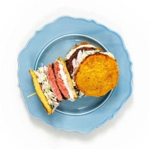 latke burger on plate