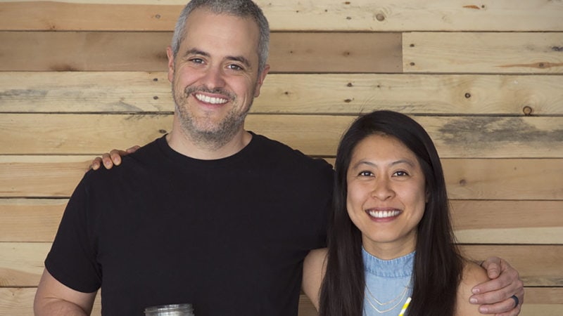 ceo mike salguero and evadne cokeh celebrating butcherbox b corp