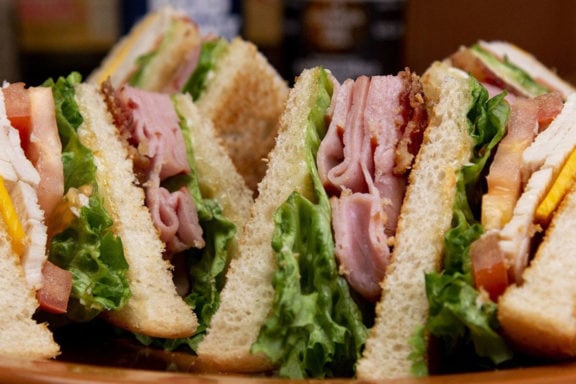 BLT and sliced turkey club sandwich