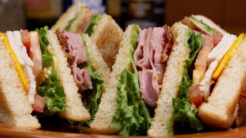 BLT and sliced turkey club sandwich