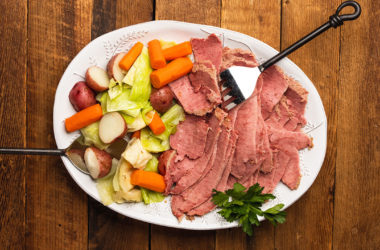 corned beef and cabbage plated
