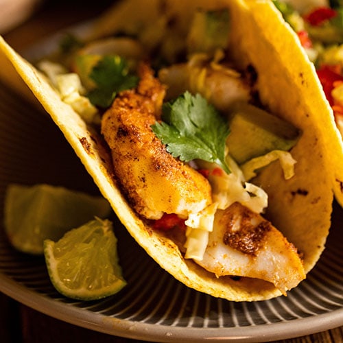 blackened cod tacos