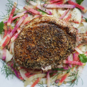 herby pork chops and slaw recipe