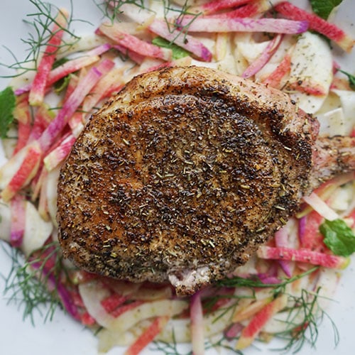 herby pork chops and slaw recipe