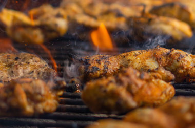 grilled chicken thighs on grill