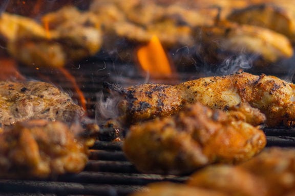 grilled chicken thighs on grill