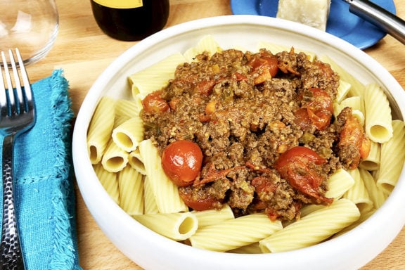burst cherry tomato bolognese