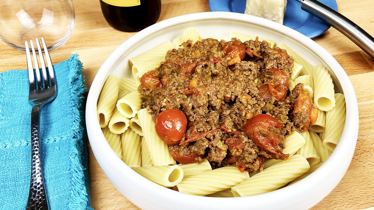 burst cherry tomato bolognese