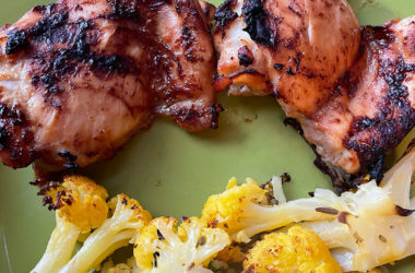 miso chicken thighs with cauliflower