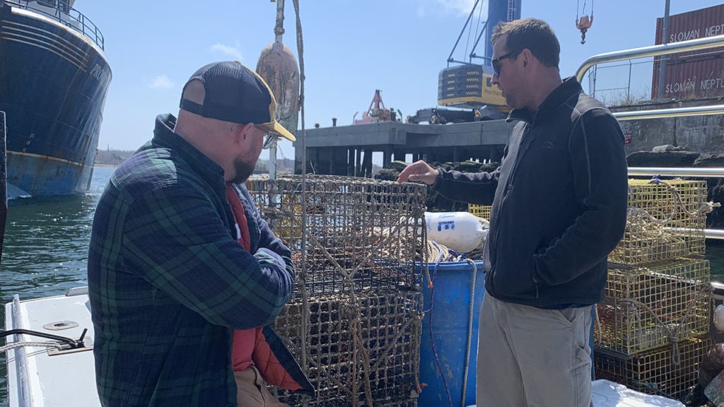 curt brown ready lobster on lobster boat portland maine