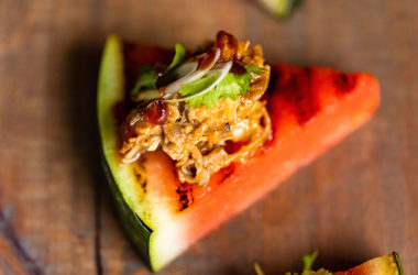 pulled pork on watermelon