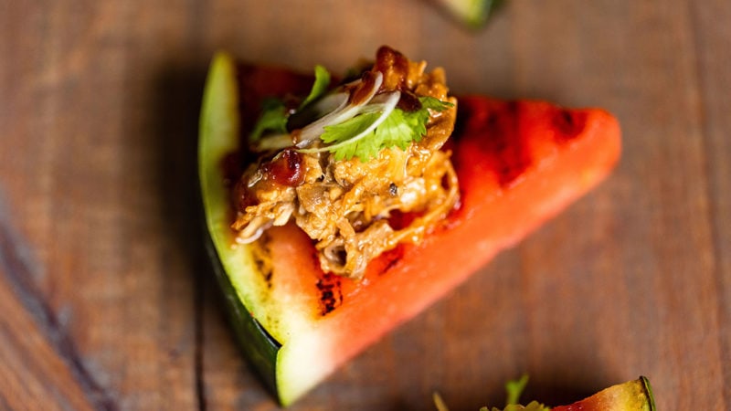 pulled pork on watermelon