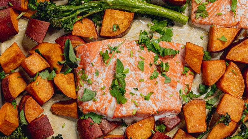 salmon and veggies