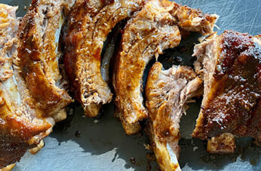 ribs with a cider glaze and ancho chili rub