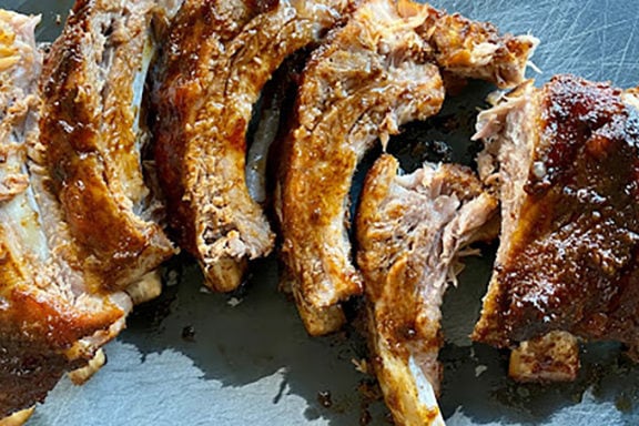 ribs with a cider glaze and ancho chili rub