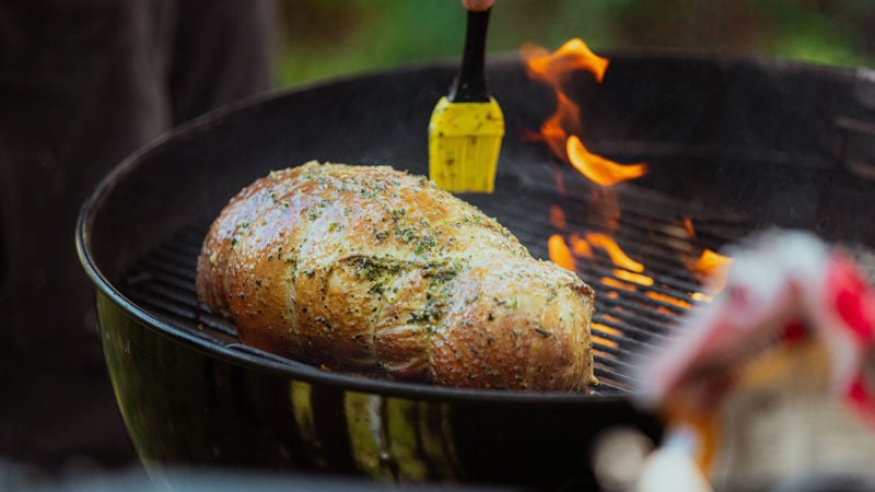 coating a turkey with herb butter